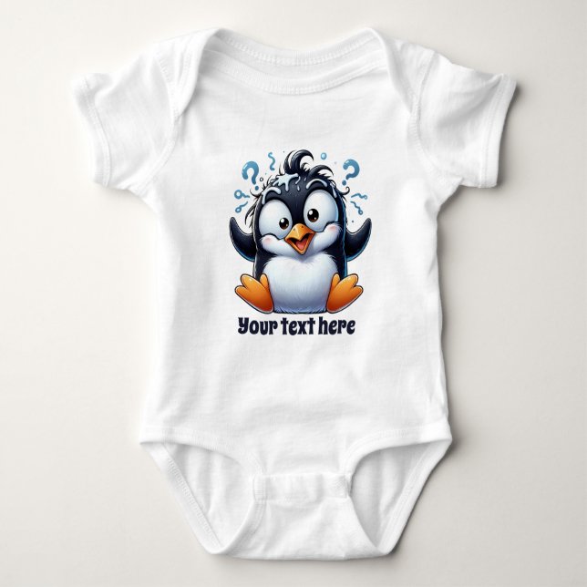 Snygg beach pingvin unisex lägg till text t shirt (Framsida)
