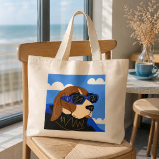 Snygg beagelhund som bär lyxiga solglasögon jumbo tygkasse