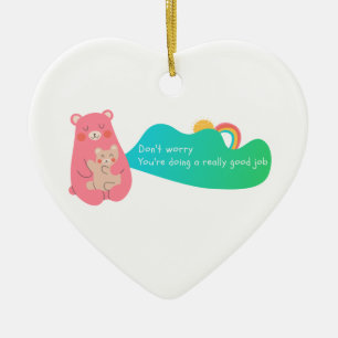 Snygg Bear Family Julgransprydnad Keramik