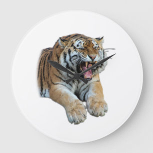 Snygg Bengal Tiger Ansikte och Teth Photo Stor Klocka