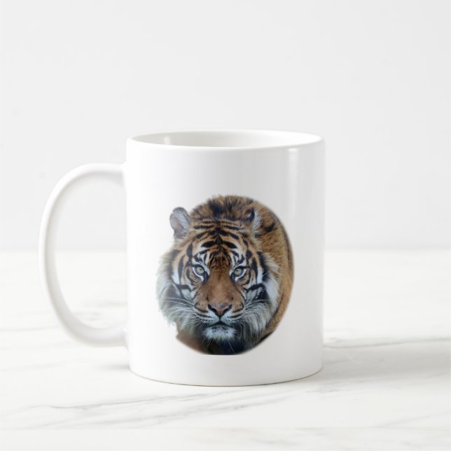 Snygg Bengal Tiger Ansikte Photo Kaffemugg (Vänster)