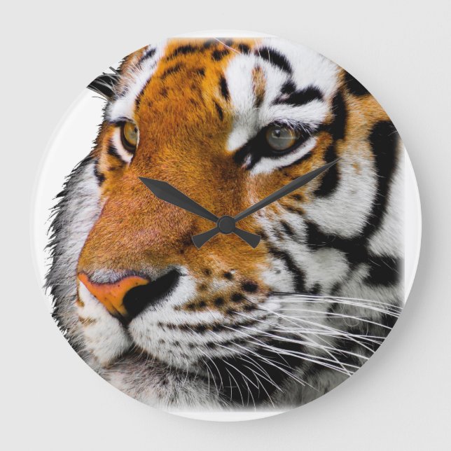 Snygg Bengal Tiger Ansikte Photo Stor Klocka (Framsida)