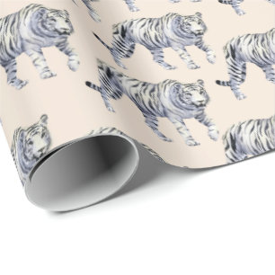 Snygg Bengal White Tiger Cream Mönster Presentpapper