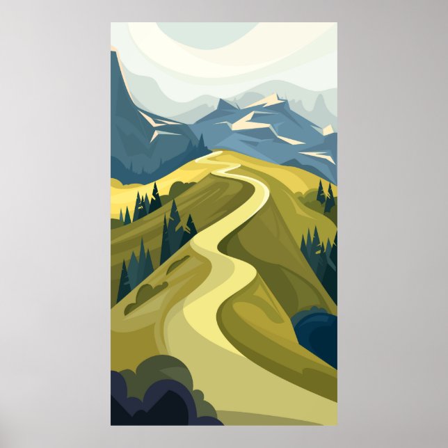 Snygg bergsväg poster (Framsidan)