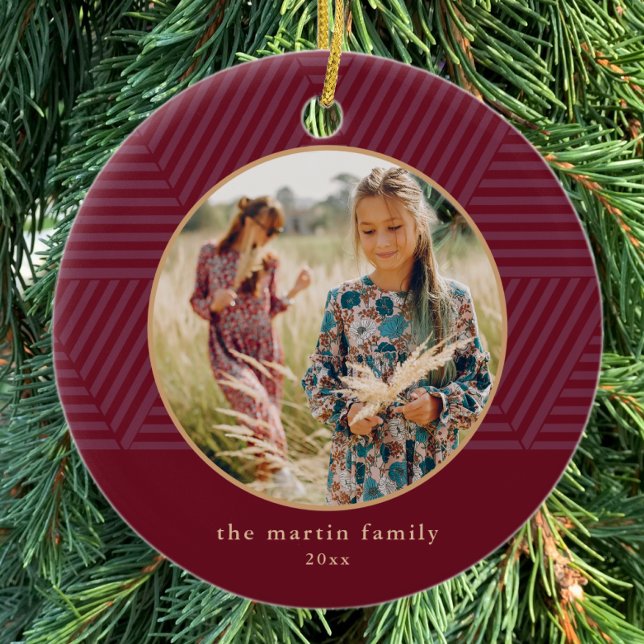 Snygg Berry Geometric Mönster Photo-jul Julgransprydnad Keramik (Skapare uppladdad)