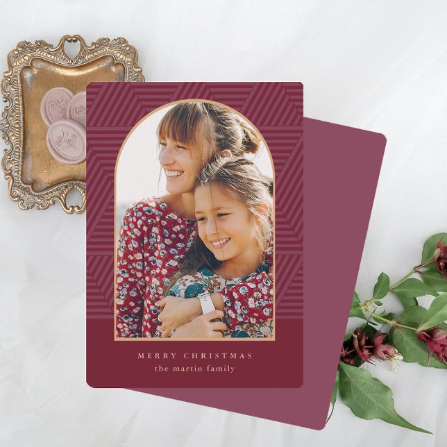 Snygg Berry Geometric Mönster Photo-jul Julkort (Skapare uppladdad)