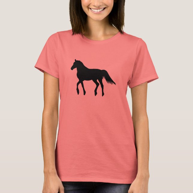 Snygg Big Black Horse Tee Shirt (Framsida)