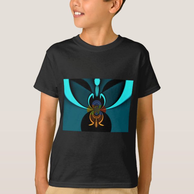 Snygg bild av cyan Abstrakt Art Print T-shirt (Framsida)