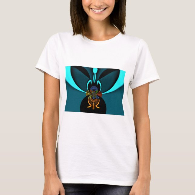 Snygg bild av cyan Abstrakt Art Print Tee Shirt (Framsida)