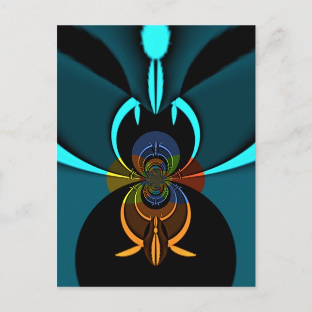 Snygg bild av cyan Abstrakt Art Print Vykort (Framsida)