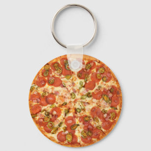 snygg bild av hela pizzaperoni jalapeno nyckelring