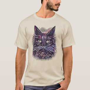 Snygg bild av katthuvud t shirt