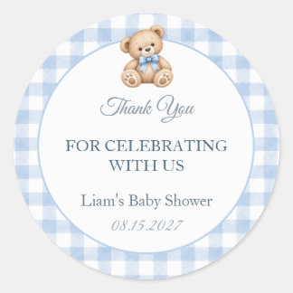 Snygg Björn Baby Shower Pojke Klassisk Rund Kliste Runt Klistermärke