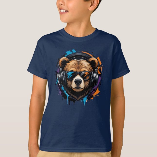 Snygg Björn Hörlurar Barn T-Shirt (Framsida)