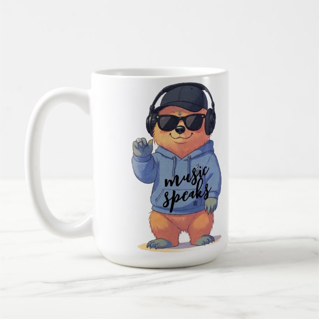 snygg björnillustration, kaffemugg (Vänster)