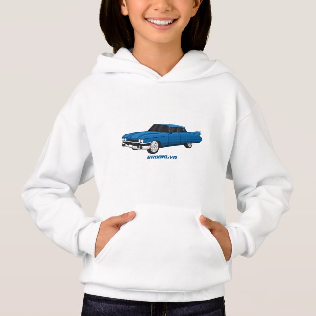 Snygg blå 1959 års klassiska bil  t shirt (Framsida)
