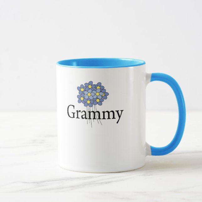 Snygg Blå Blomma Grammy T-shirt Mugg (Höger)