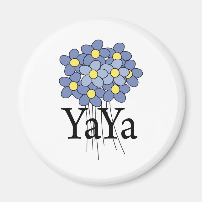 Snygg Blå Blomma YaYa T-shirt Magnet (Framsidan)