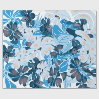 Snygg Blå Blommig Presentpapper Design