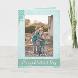 Snygg blå Blommigt Lycklig Mors dag Photo Kort