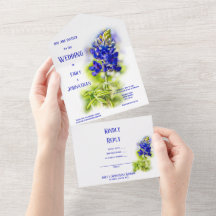 Snygg blå Blommigt, Modern Bröllop