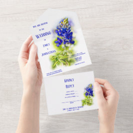 Snygg blå Blommigt, Modern Bröllop