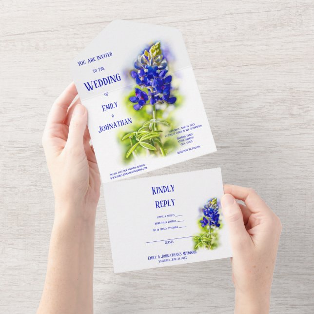 Snygg blå Blommigt, Modern Bröllop (Avrivbar del)