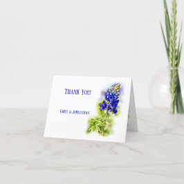 Snygg blå Blommigt, Modern Bröllop. Tack Kort