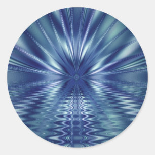 Snygg blå Bra Fractal Art Runt Klistermärke