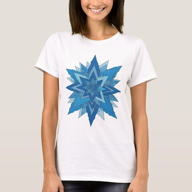 Snygg blå FROZEN djärv design T Shirt (Framsida)