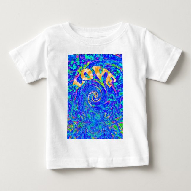 Snygg, blå Kärlek-utskrift av vektorgrafik i Flash Tee (Framsida)