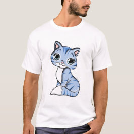 Snygg blå kattunge t shirt