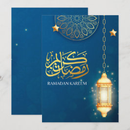 Snygg blå Lantern Ramadan Kareem Blessings Julkort