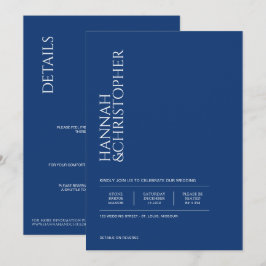 Snygg blå med Detaljer Bröllop Inbjudningar