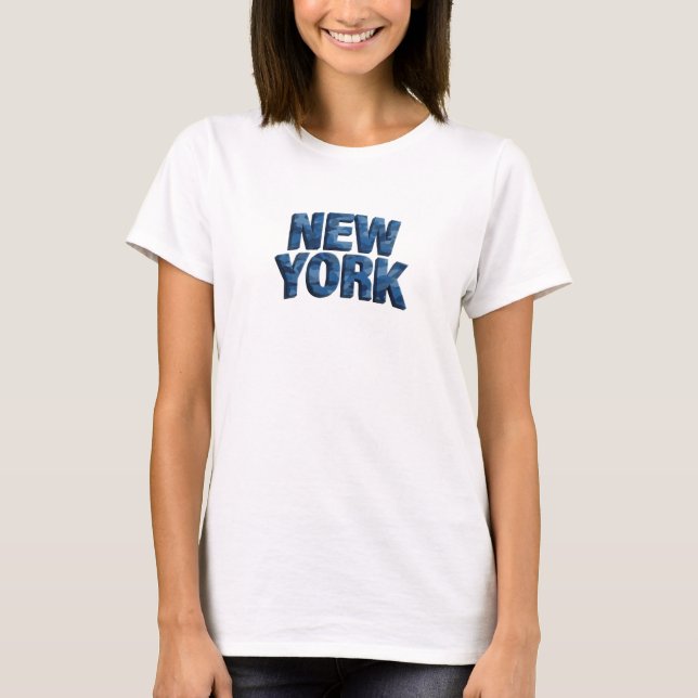 Snygg blå NEW YORK Grafisk T-shirt (Framsida)