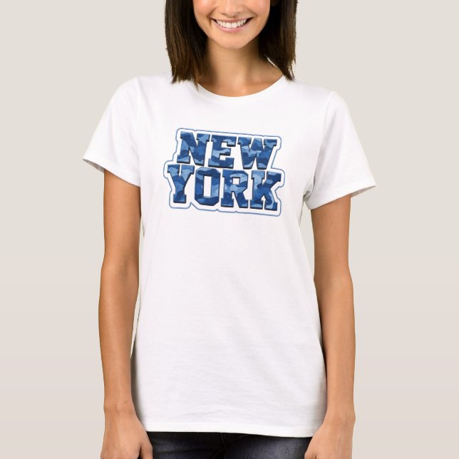 Snygg blå NEW YORK Statement T-shirt (Framsida)