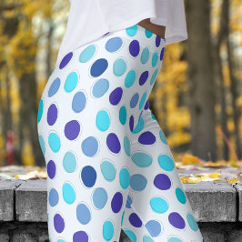 Snygg blå och Alice Blue Polka Dot Mönster Leggings