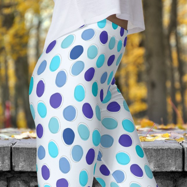 Snygg blå och Alice Blue Polka Dot Mönster Leggings (Blues on Alice Blue Leggings)
