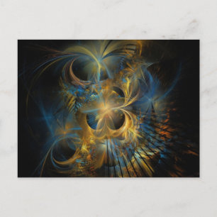 Snygg blå och Guld Fractal Vykort