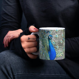 Snygg blå Peacock Plumage Photo Kaffemugg