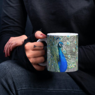 Snygg blå Peacock Plumage Photo Kaffemugg