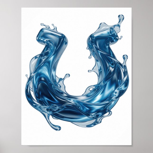 Snygg blå VATTENSTänk Djärv Design Poster (Framsidan)