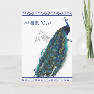 Snygg blå Vintage Peacock - Tack för ditt kort
