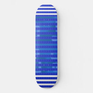 Snygg blå vit geometriska ränder mini skateboard bräda 18,5 cm