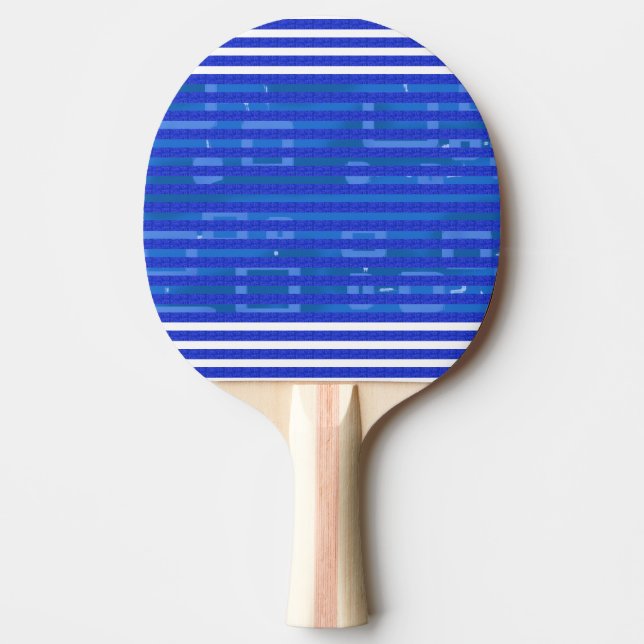 Snygg blå vit geometriska ränder pingisracket (Framsidan)