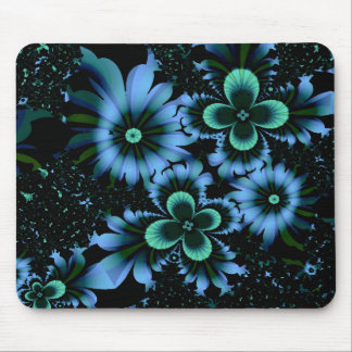 Snygg Blåa blommor Bra Fractal Art Musmatta