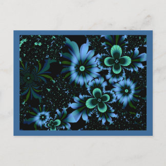 Snygg Blåa blommor Bra Fractal Art Vykort