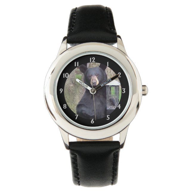 Snygg Black Bear Enjoying Snack Armbandsur (Framsida)