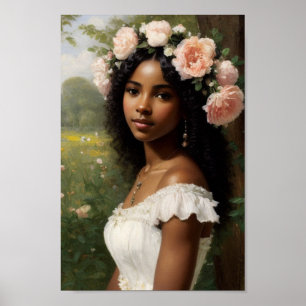 Snygg Black Girl Porträtt Bloomcore Art Poster