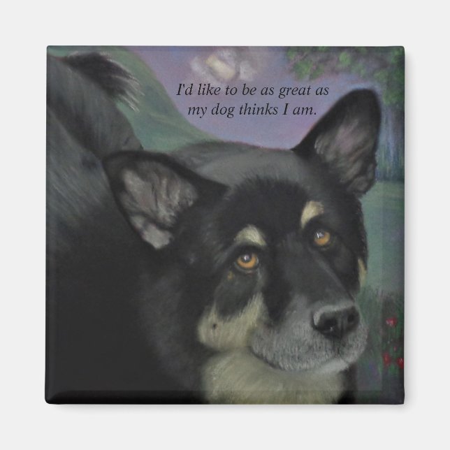 Snygg Black Hund Ögon Magnet (Framsidan)
